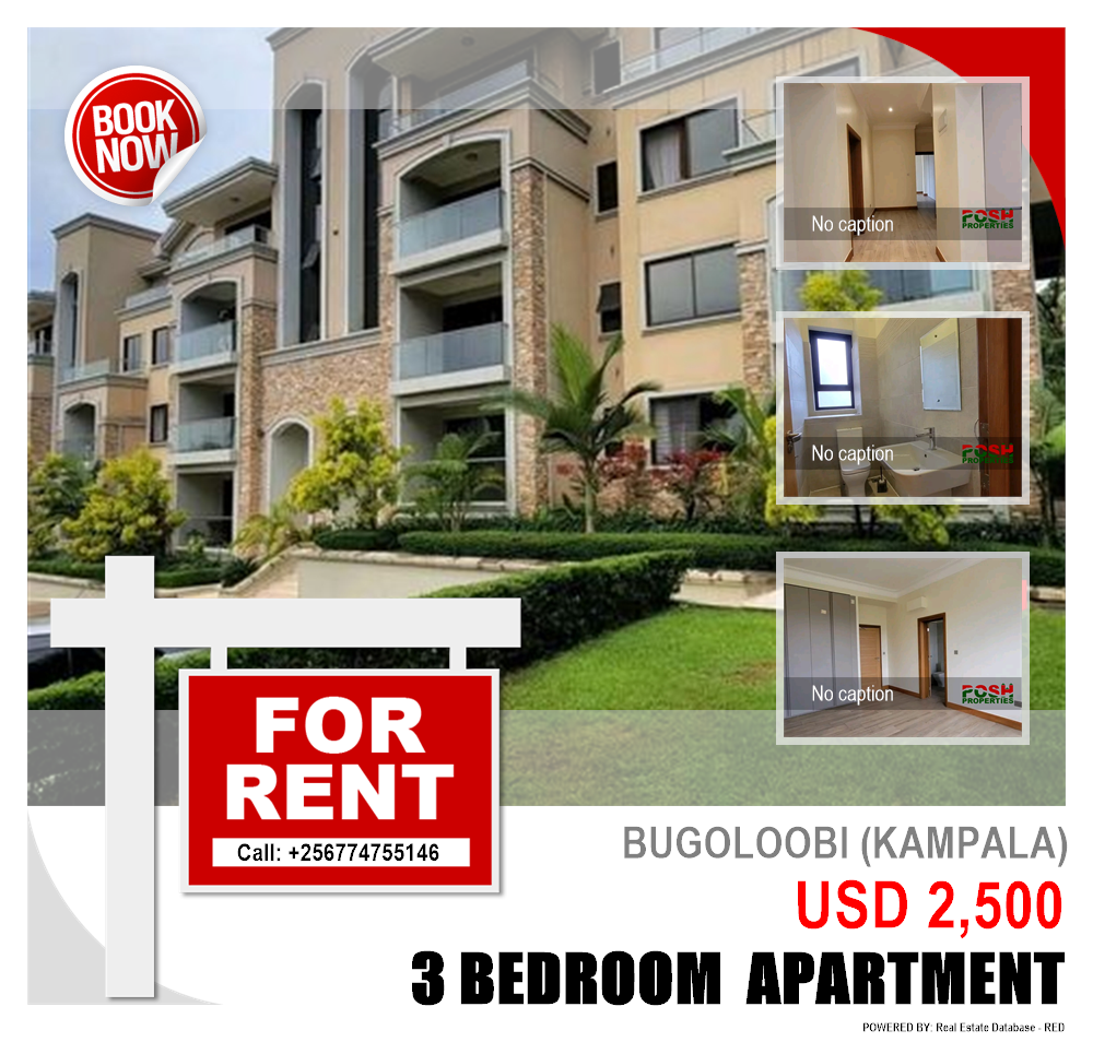 3 bedroom Apartment  for rent in Bugoloobi Kampala Uganda, code: 204511