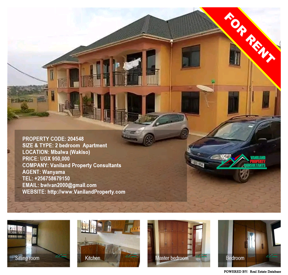 2 bedroom Apartment  for rent in Mbalwa Wakiso Uganda, code: 204548