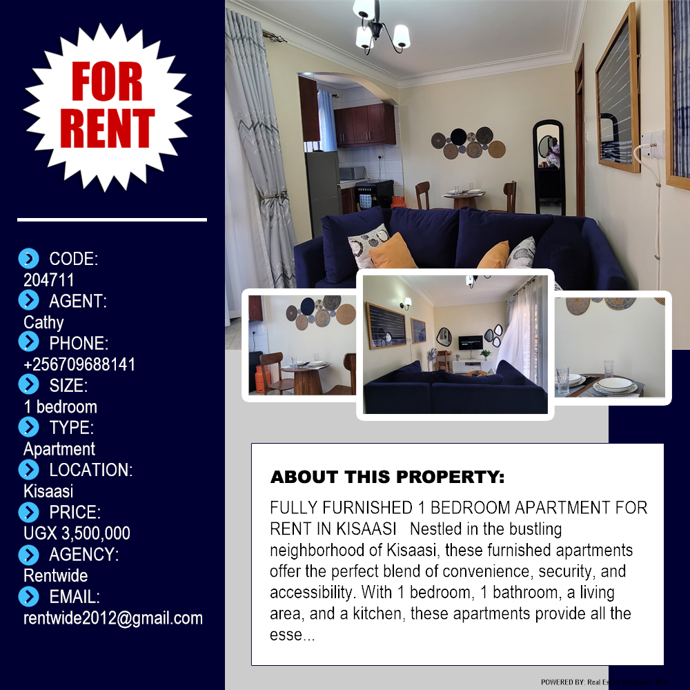 1 bedroom Apartment  for rent in Kisaasi Kampala Uganda, code: 204711