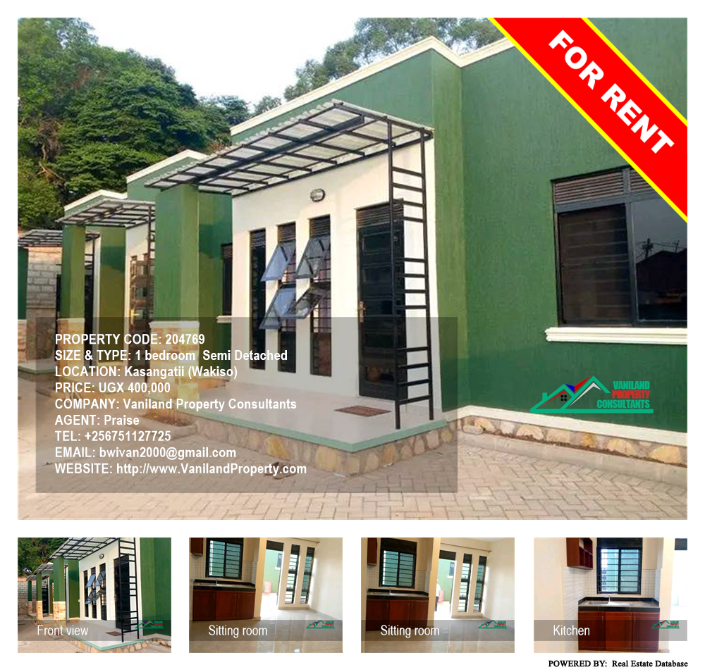 1 bedroom Semi Detached  for rent in Kasangatii Wakiso Uganda, code: 204769
