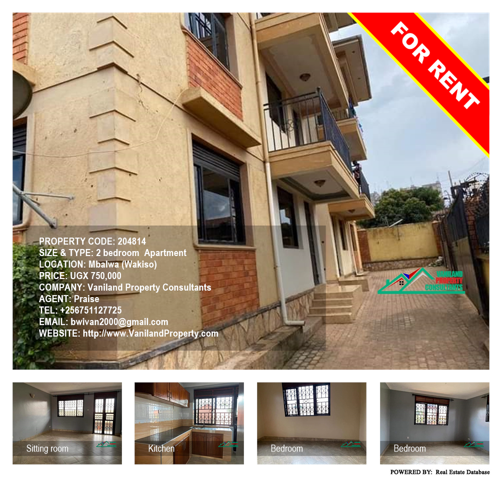 2 bedroom Apartment  for rent in Mbalwa Wakiso Uganda, code: 204814