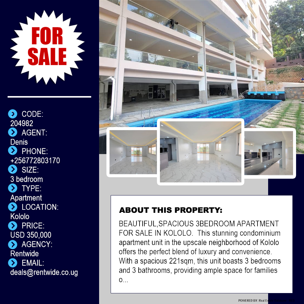 3 bedroom Apartment  for sale in Kololo Kampala Uganda, code: 204982