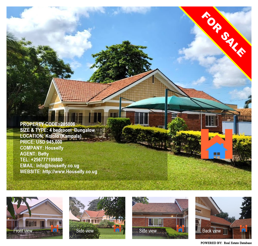 4 bedroom Bungalow  for sale in Kololo Kampala Uganda, code: 205006