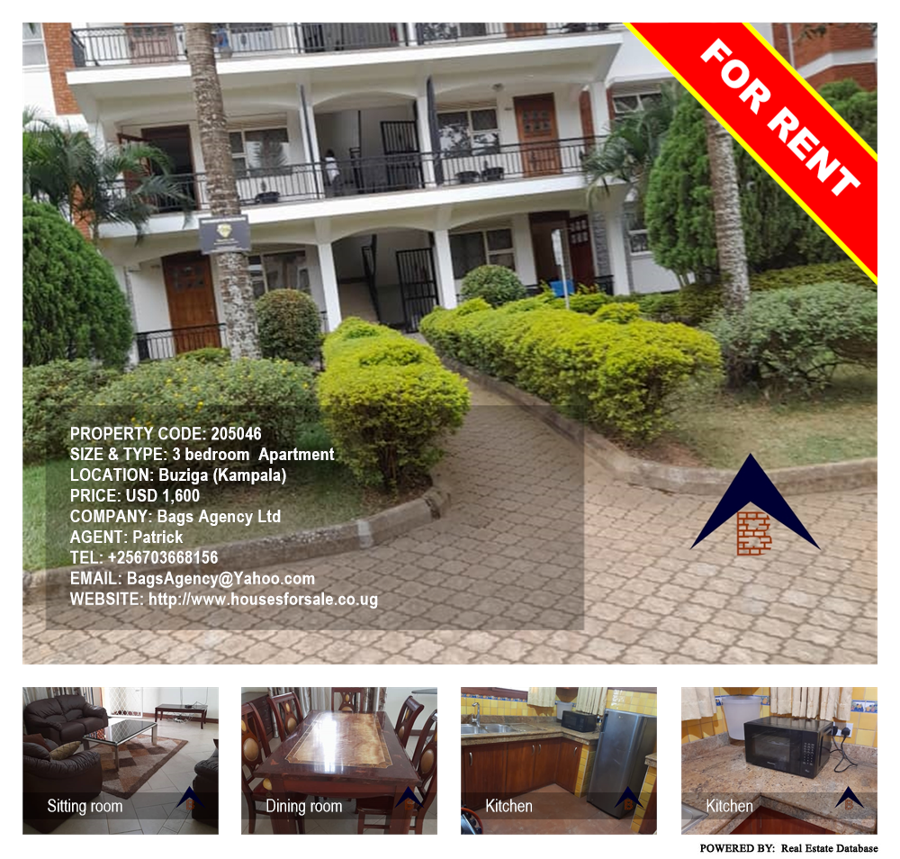 3 bedroom Apartment  for rent in Buziga Kampala Uganda, code: 205046