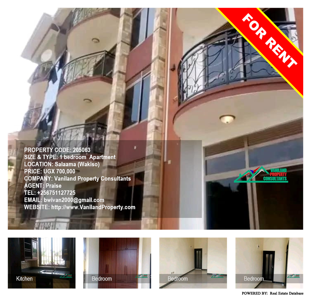 1 bedroom Apartment  for rent in Salaama Wakiso Uganda, code: 205063