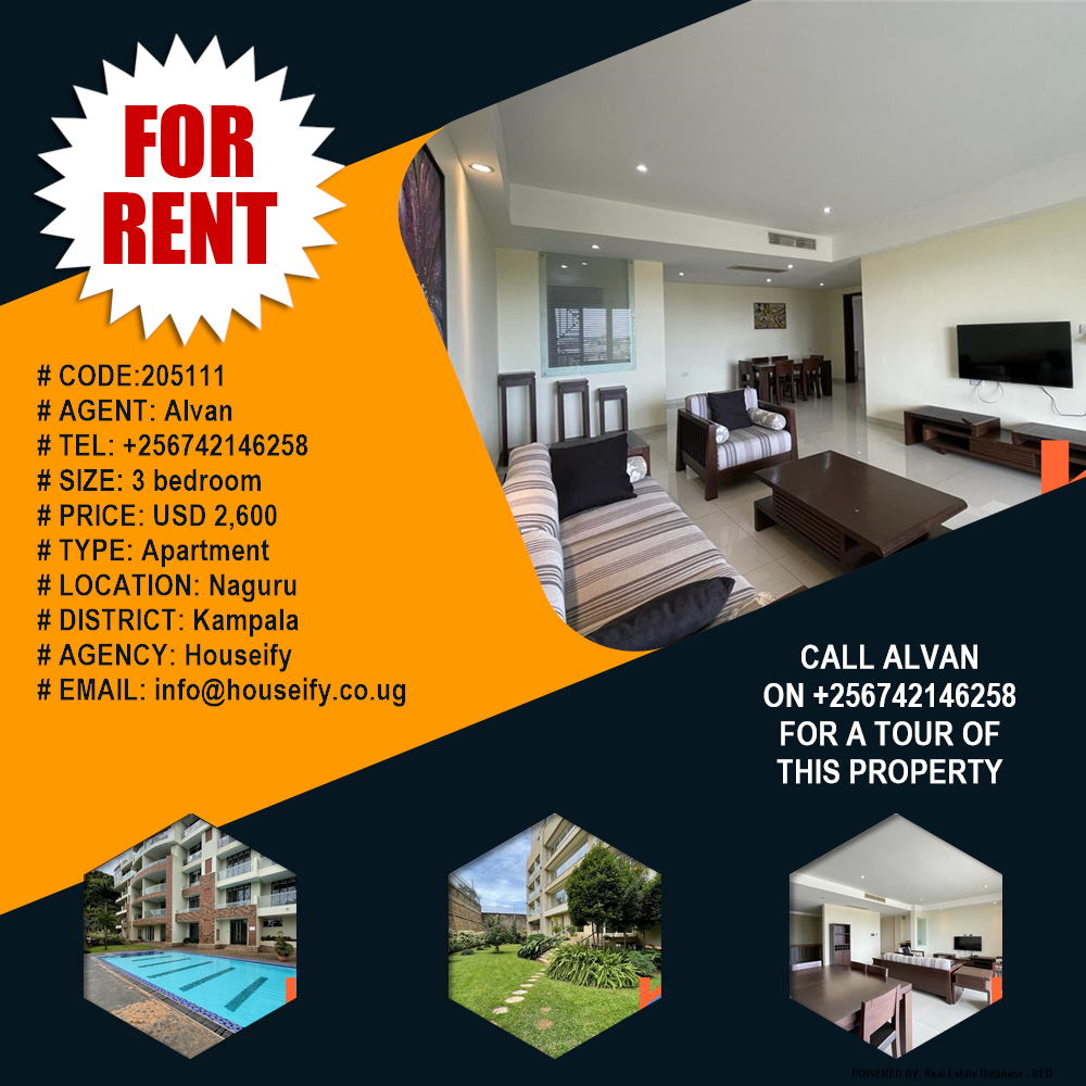 3 bedroom Apartment  for rent in Naguru Kampala Uganda, code: 205111