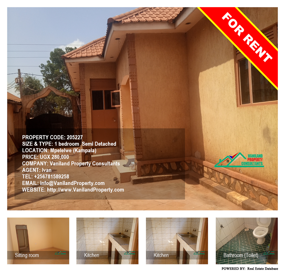 1 bedroom Semi Detached  for rent in Mpelelwe Kampala Uganda, code: 205227