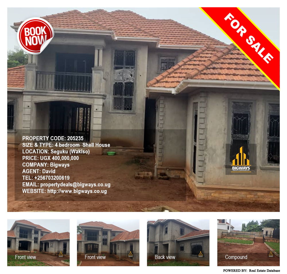 4 bedroom Shell House  for sale in Seguku Wakiso Uganda, code: 205235