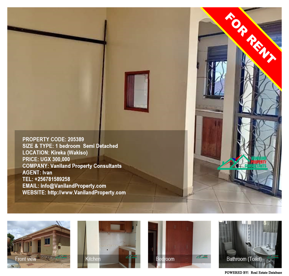 1 bedroom Semi Detached  for rent in Kireka Wakiso Uganda, code: 205389