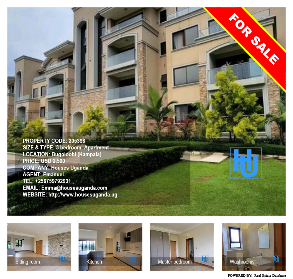 3 bedroom Apartment  for sale in Bugoloobi Kampala Uganda, code: 205398