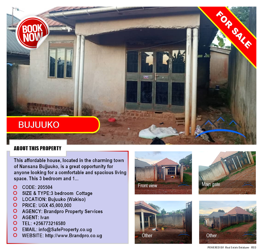 3 bedroom Cottage  for sale in Bujuuko Wakiso Uganda, code: 205504