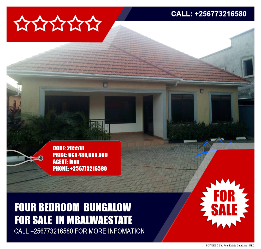 4 bedroom Bungalow  for sale in Mbalwaestate Wakiso Uganda, code: 205518