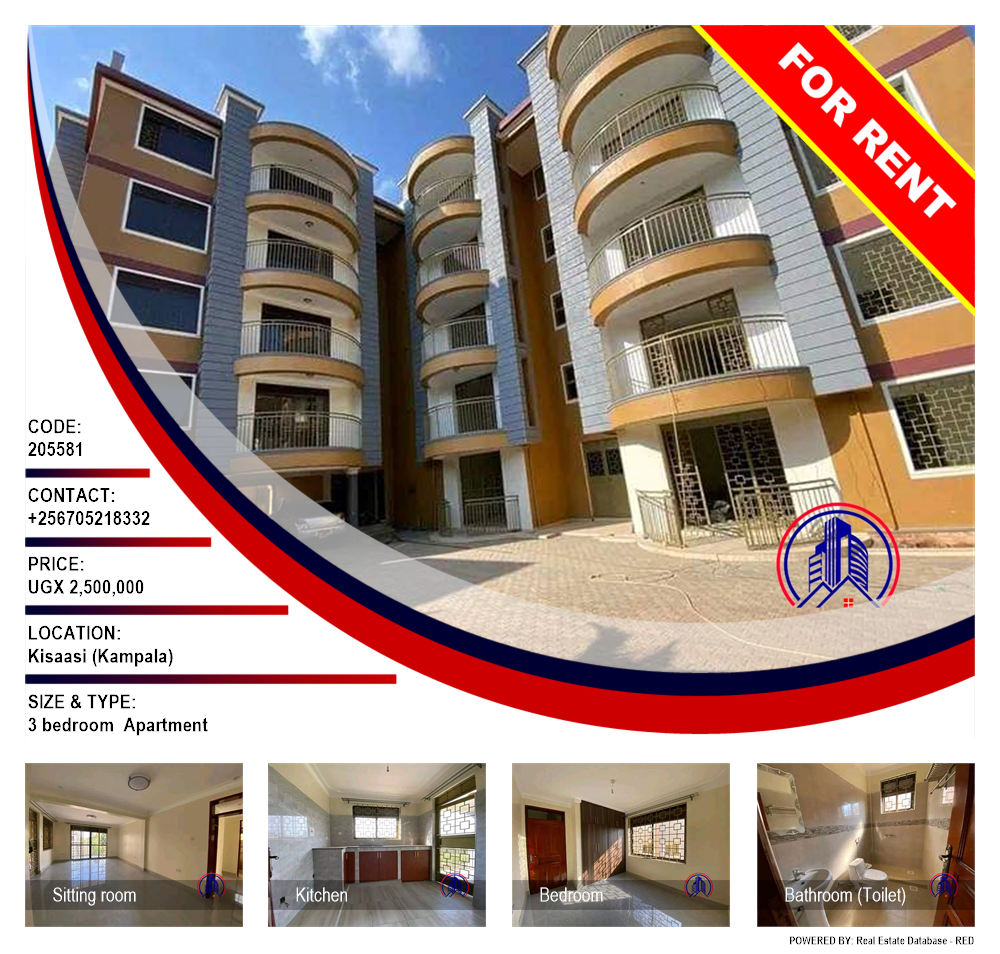 3 bedroom Apartment  for rent in Kisaasi Kampala Uganda, code: 205581