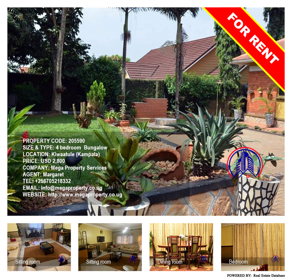 4 bedroom Bungalow  for rent in Kiwaatule Kampala Uganda, code: 205590