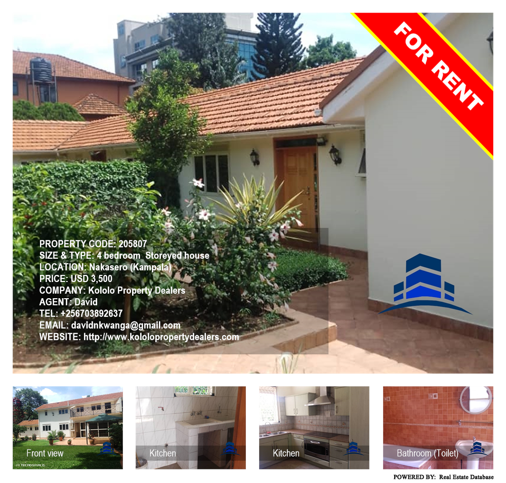 4 bedroom Storeyed house  for rent in Nakasero Kampala Uganda, code: 205807