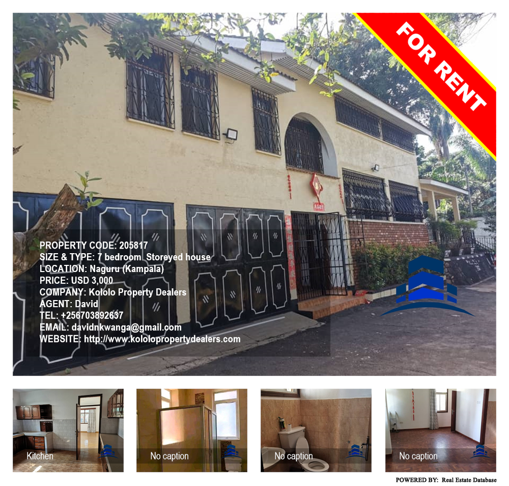 7 bedroom Storeyed house  for rent in Naguru Kampala Uganda, code: 205817