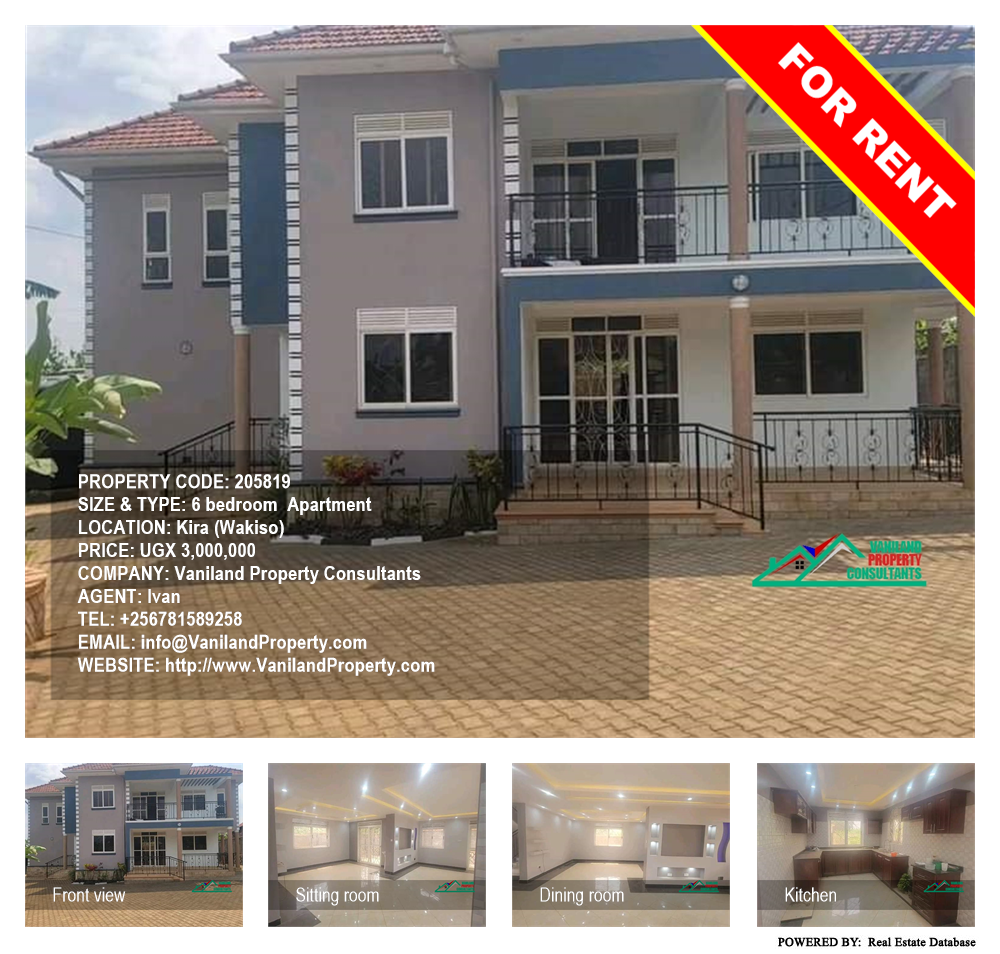 6 bedroom Apartment  for rent in Kira Wakiso Uganda, code: 205819