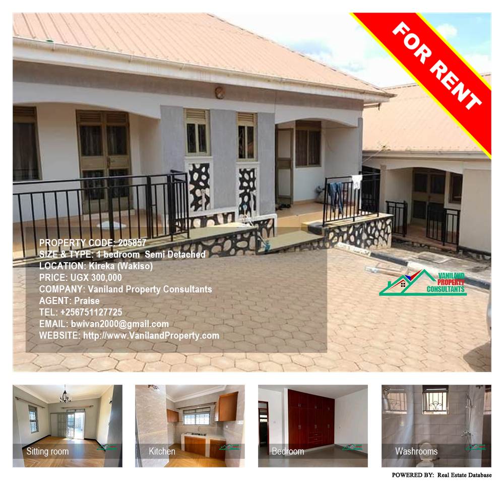 1 bedroom Semi Detached  for rent in Kireka Wakiso Uganda, code: 205857