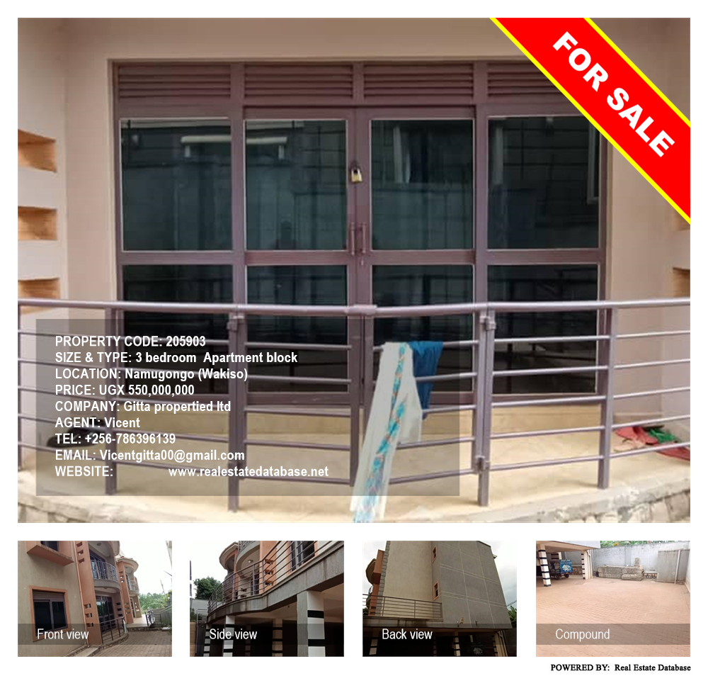 3 bedroom Apartment block  for sale in Namugongo Wakiso Uganda, code: 205903