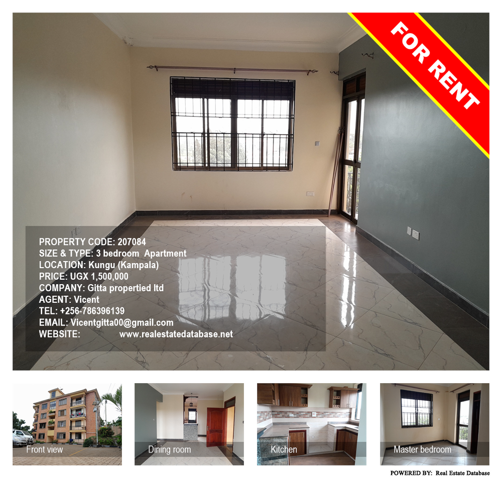 3 bedroom Apartment  for rent in Kungu Kampala Uganda, code: 207084
