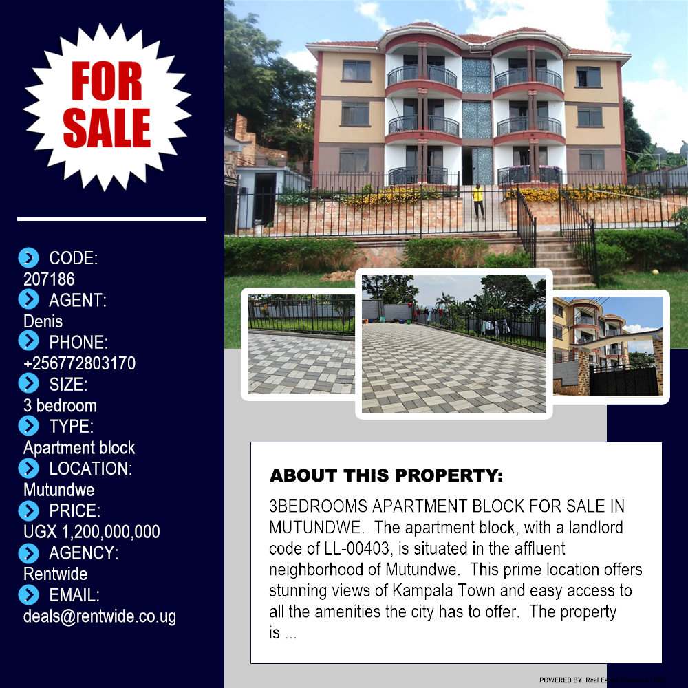 3 bedroom Apartment block  for sale in Mutundwe Kampala Uganda, code: 207186