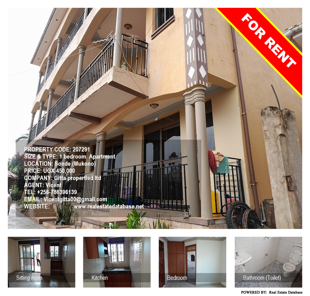 1 bedroom Apartment  for rent in Sonde Mukono Uganda, code: 207291