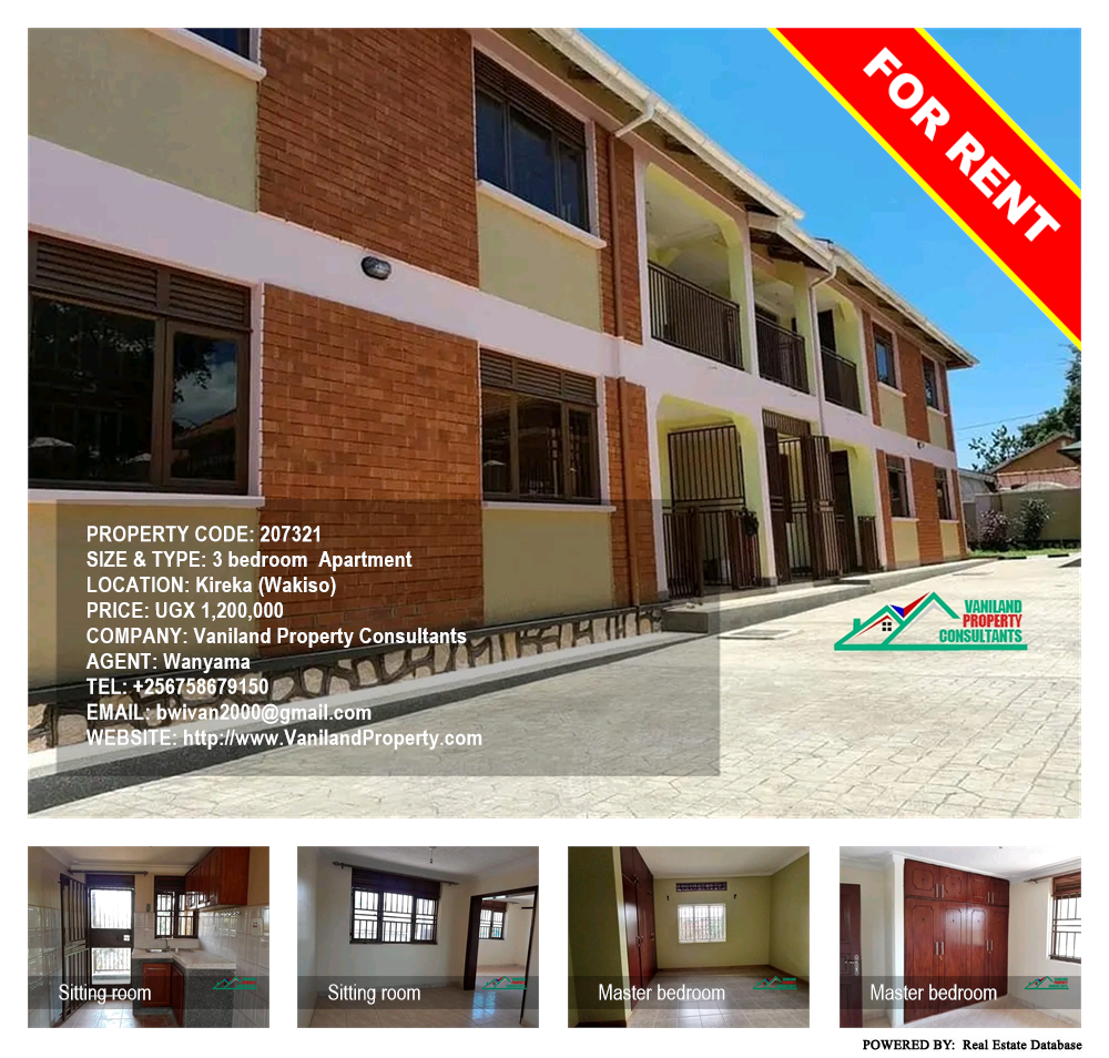 3 bedroom Apartment  for rent in Kireka Wakiso Uganda, code: 207321