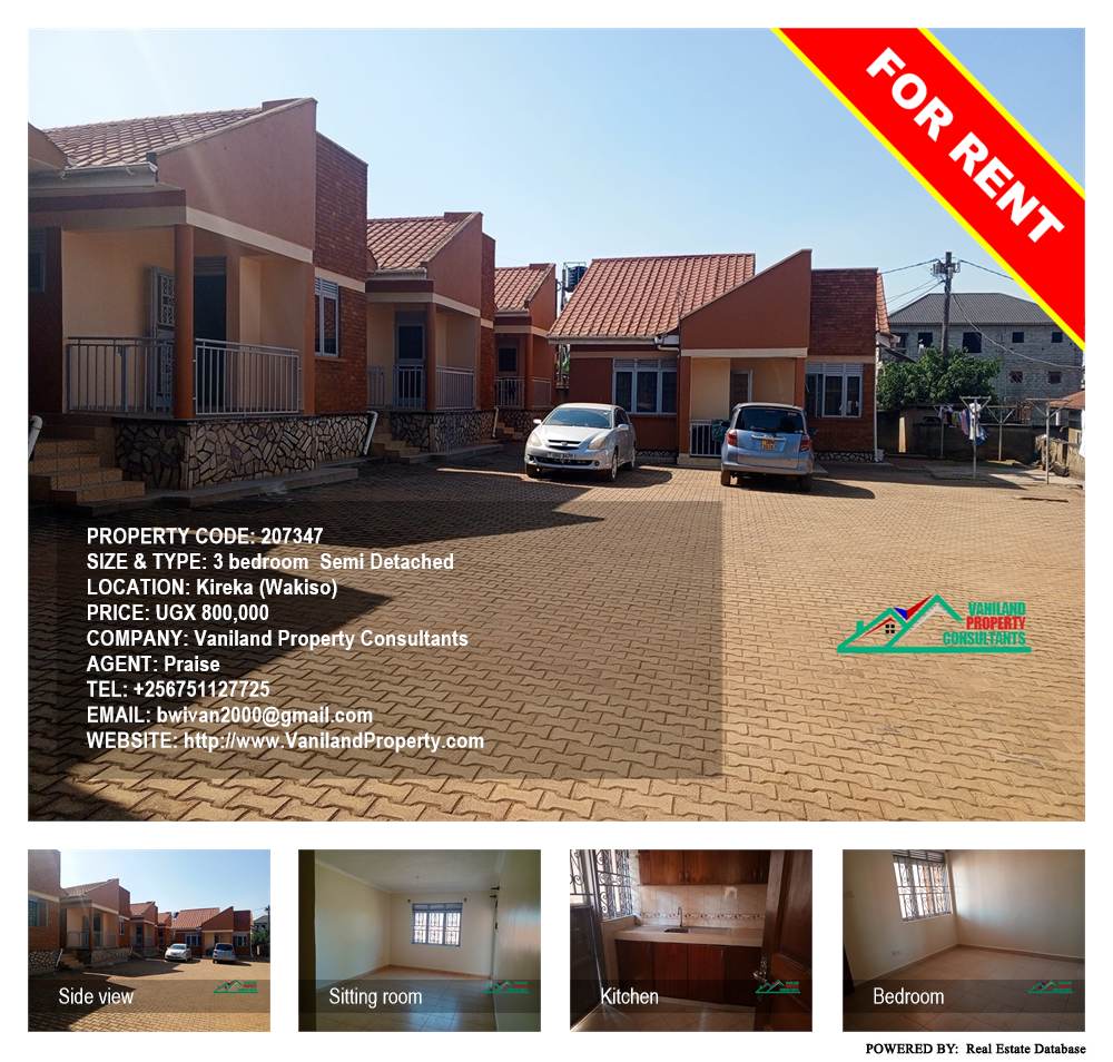 3 bedroom Semi Detached  for rent in Kireka Wakiso Uganda, code: 207347