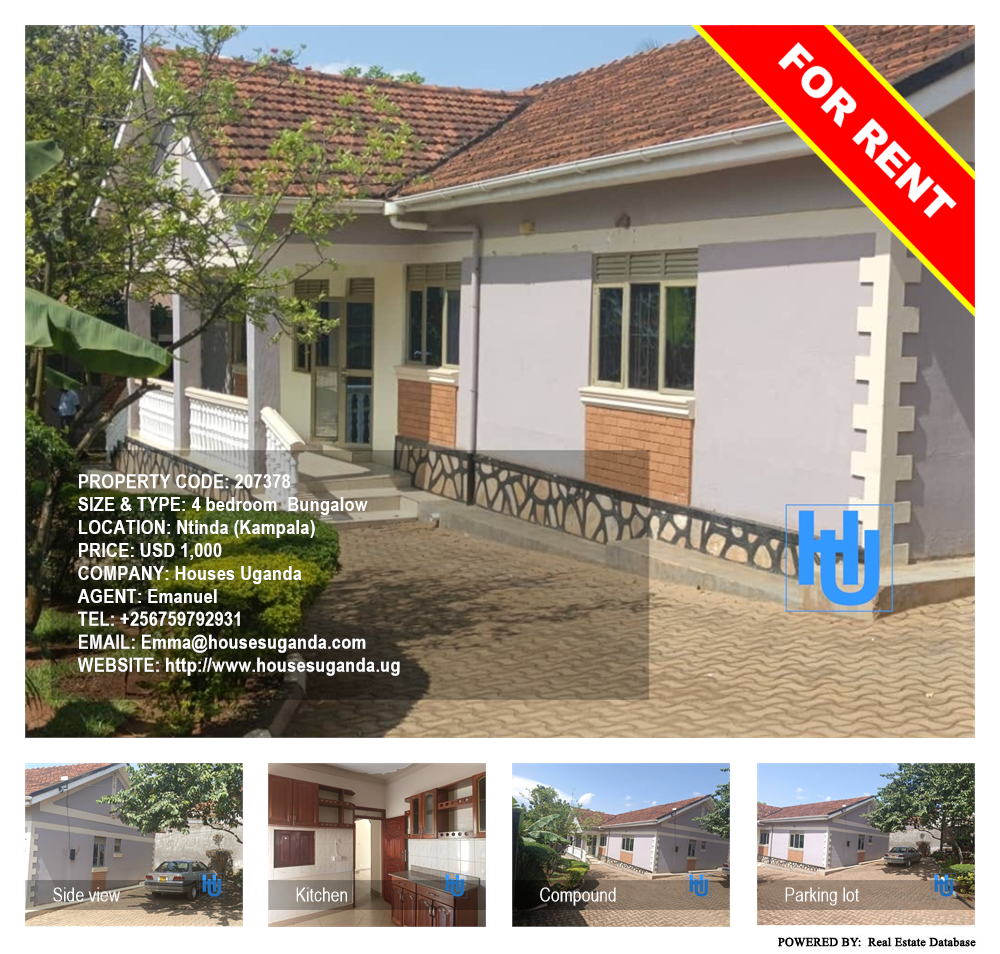 4 bedroom Bungalow  for rent in Ntinda Kampala Uganda, code: 207378