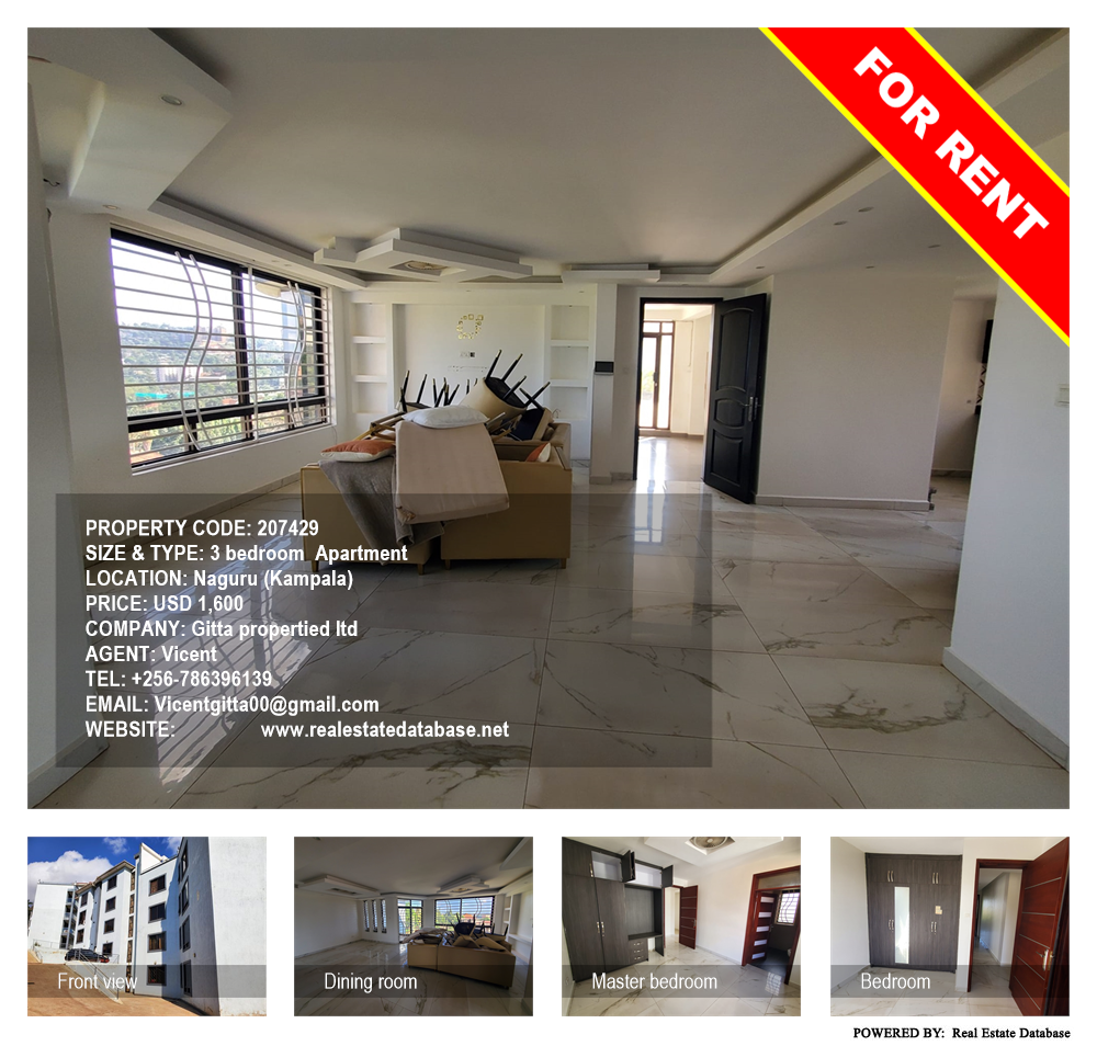 3 bedroom Apartment  for rent in Naguru Kampala Uganda, code: 207429