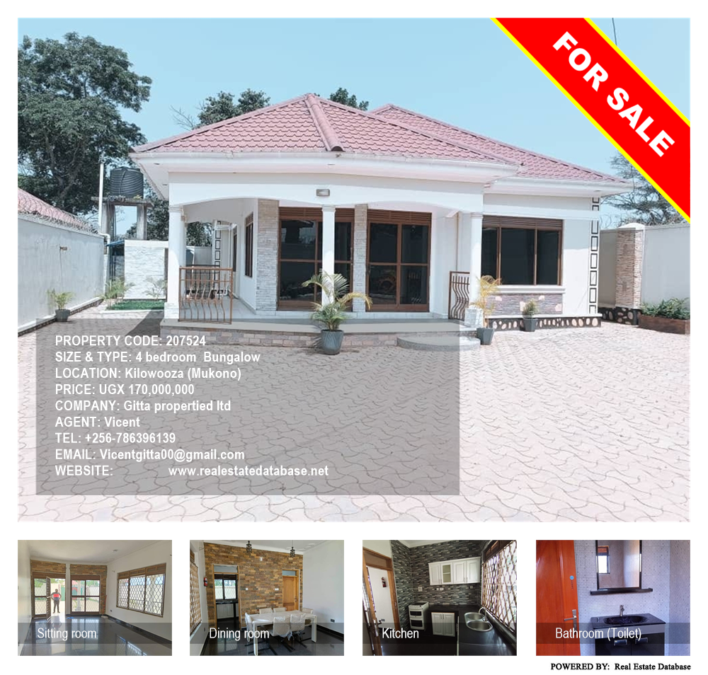 4 bedroom Bungalow  for sale in Kilowooza Mukono Uganda, code: 207524