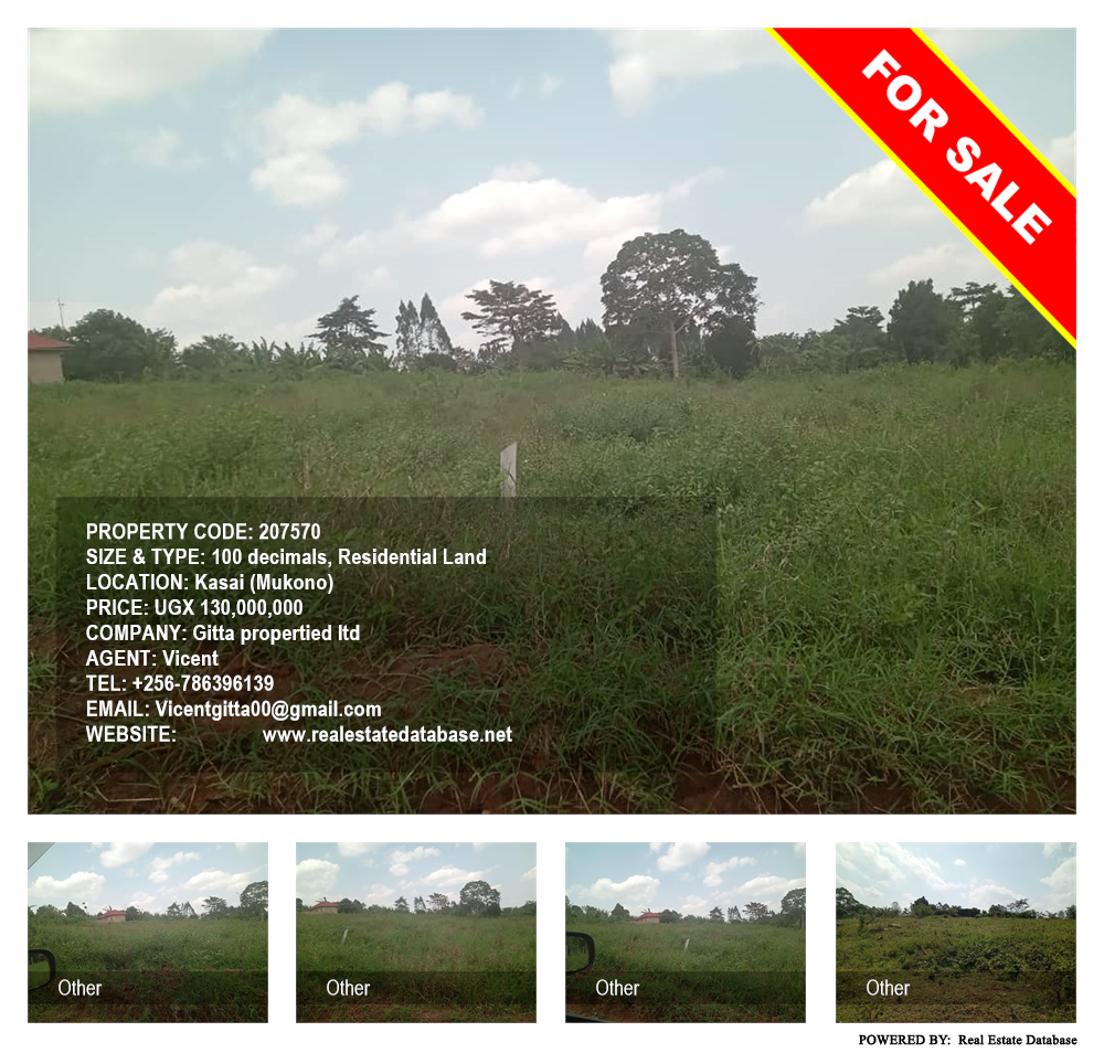 Residential Land  for sale in Kasai Mukono Uganda, code: 207570