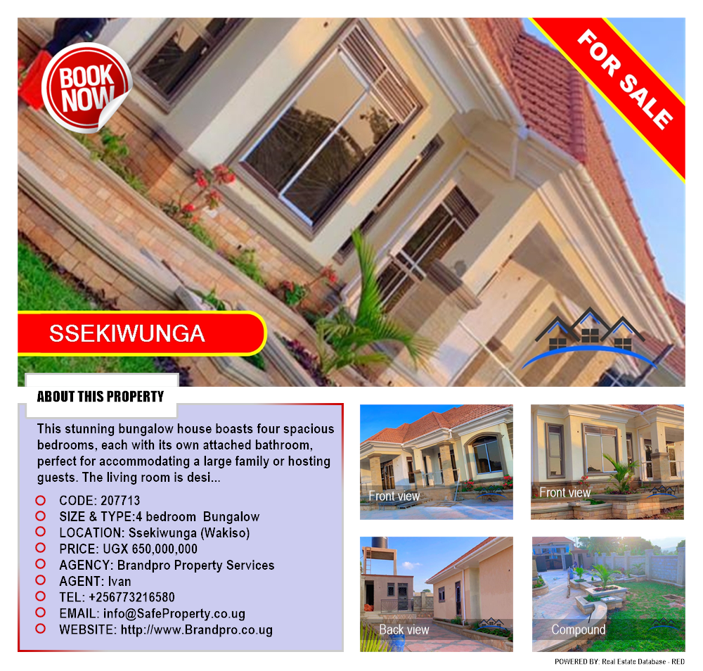 4 bedroom Bungalow  for sale in Ssekiwunga Wakiso Uganda, code: 207713