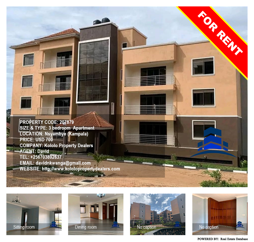 3 bedroom Apartment  for rent in Nsyambye Kampala Uganda, code: 207879