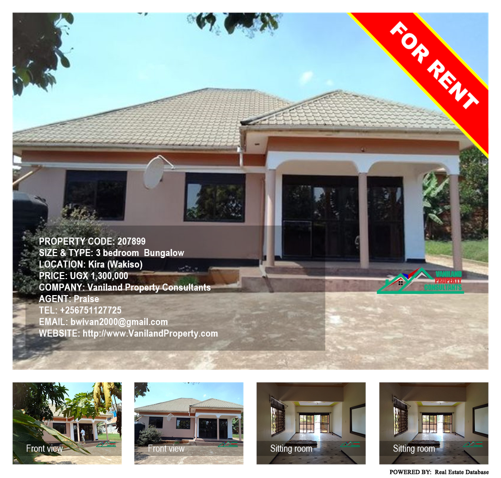 3 bedroom Bungalow  for rent in Kira Wakiso Uganda, code: 207899