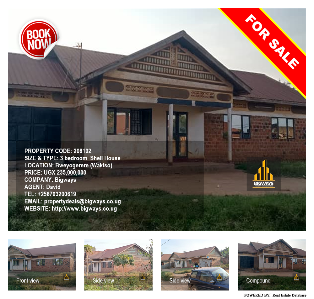 3 bedroom Shell House  for sale in Bweyogerere Wakiso Uganda, code: 208102