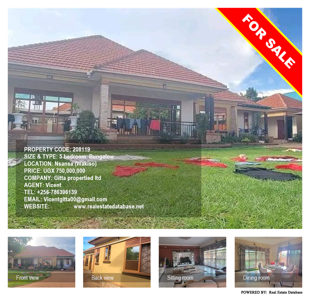 5 bedroom Bungalow  for sale in Nsansa Wakiso Uganda, code: 208119