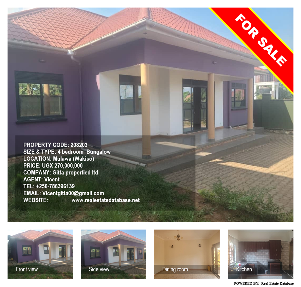 4 bedroom Bungalow  for sale in Mulawa Wakiso Uganda, code: 208203