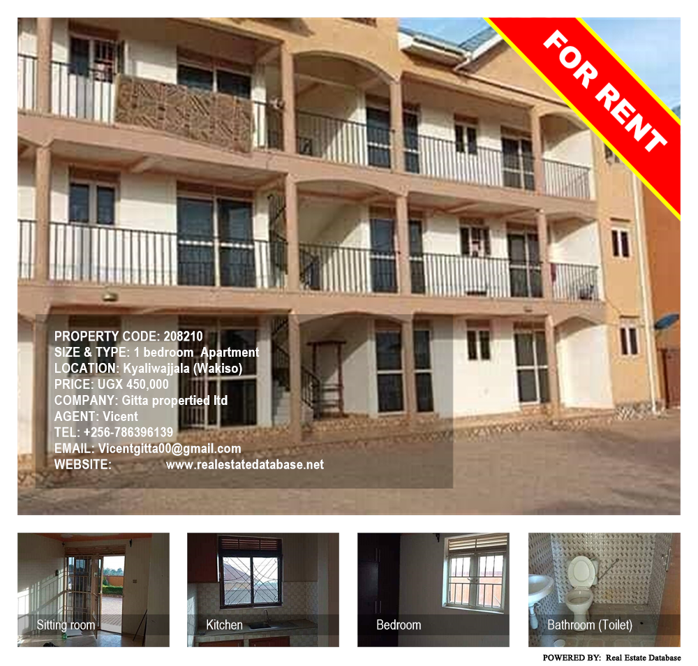 1 bedroom Apartment  for rent in Kyaliwajjala Wakiso Uganda, code: 208210