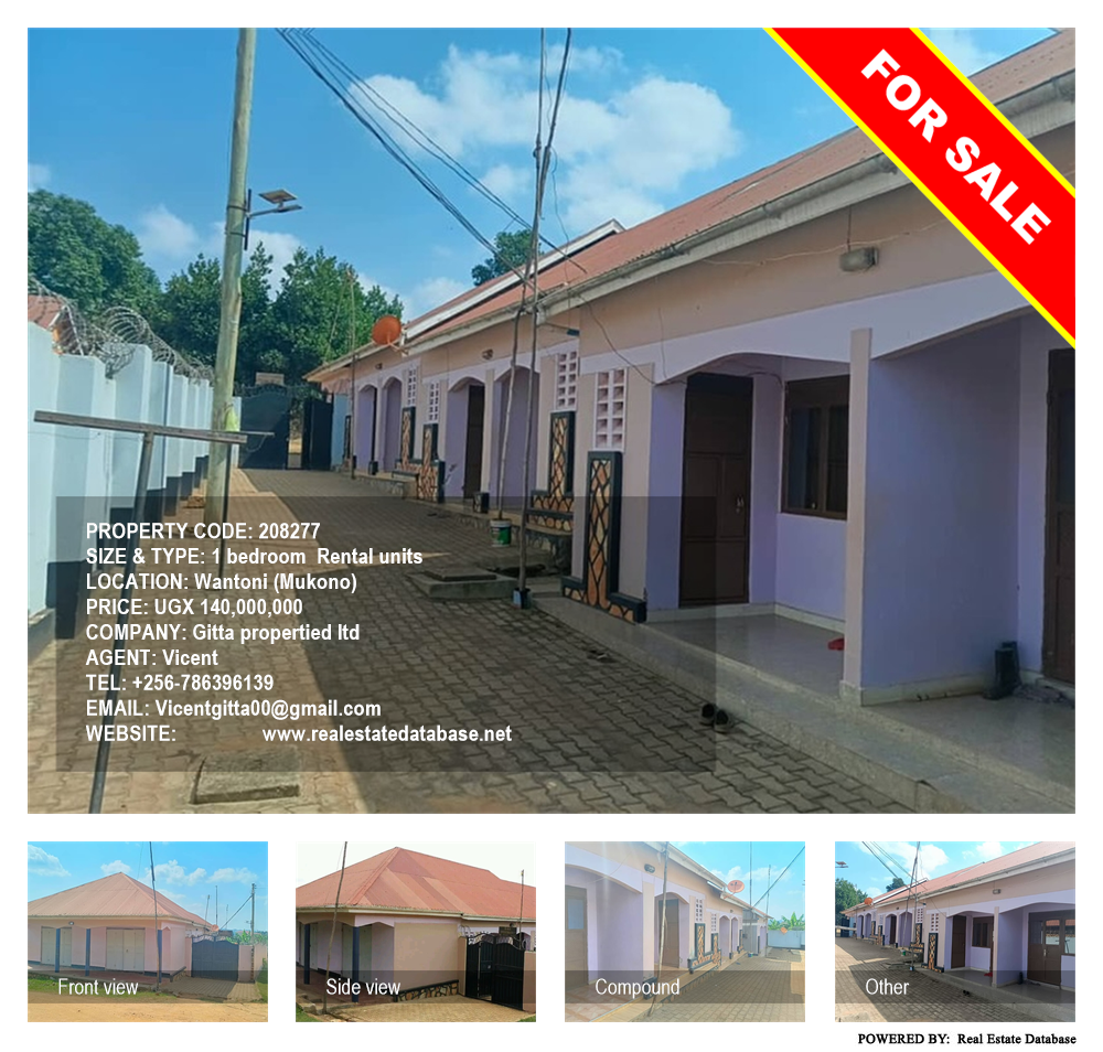 1 bedroom Rental units  for sale in Wantoni Mukono Uganda, code: 208277