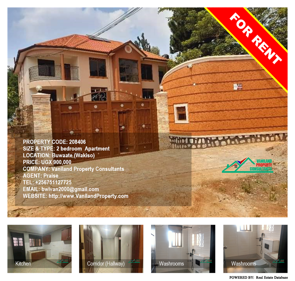 2 bedroom Apartment  for rent in Buwaate Wakiso Uganda, code: 208406