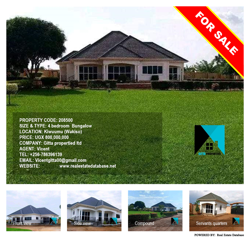 4 bedroom Bungalow  for sale in Kiwuumu Wakiso Uganda, code: 208500