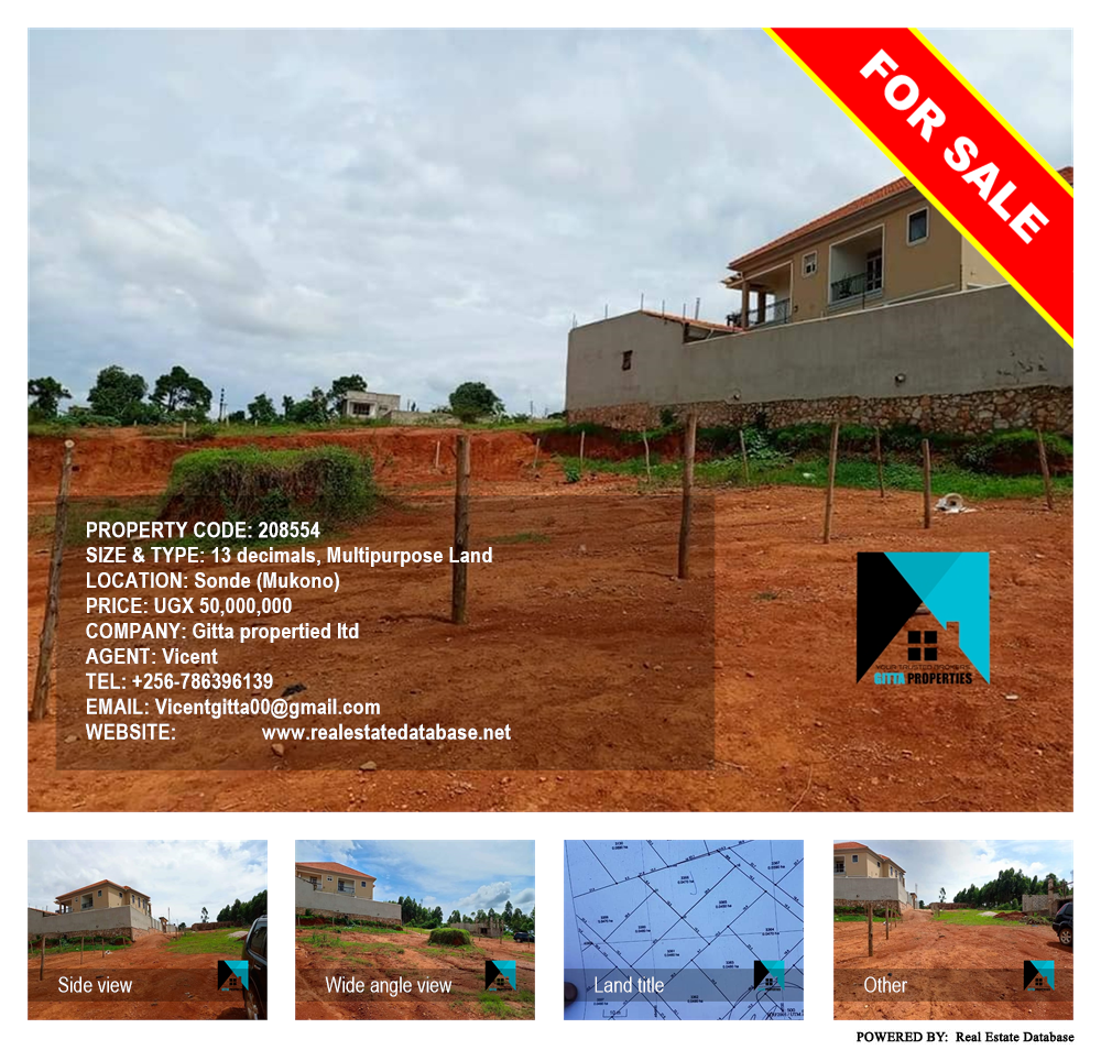 Multipurpose Land  for sale in Sonde Mukono Uganda, code: 208554