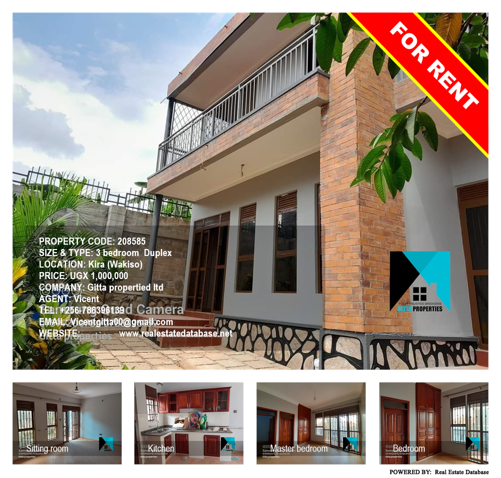 3 bedroom Duplex  for rent in Kira Wakiso Uganda, code: 208585