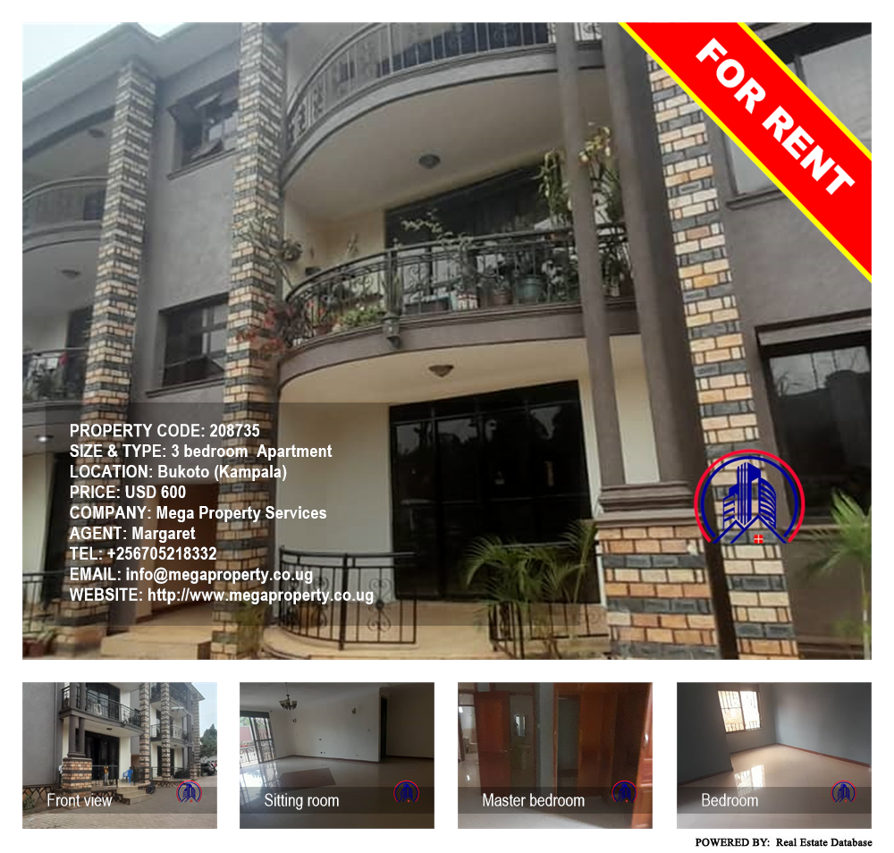 3 bedroom Apartment  for rent in Bukoto Kampala Uganda, code: 208735