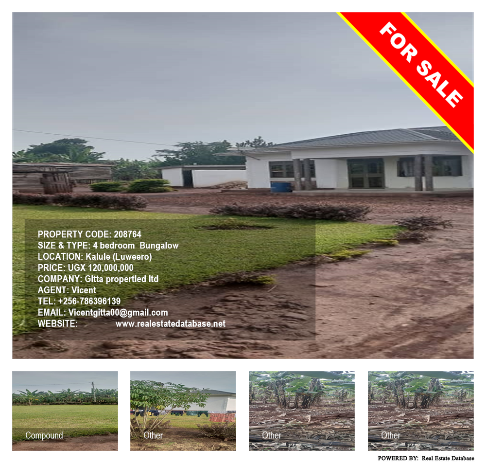 4 bedroom Bungalow  for sale in Kalule Luweero Uganda, code: 208764