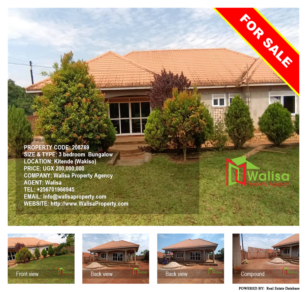 3 bedroom Bungalow  for sale in Kitende Wakiso Uganda, code: 208769