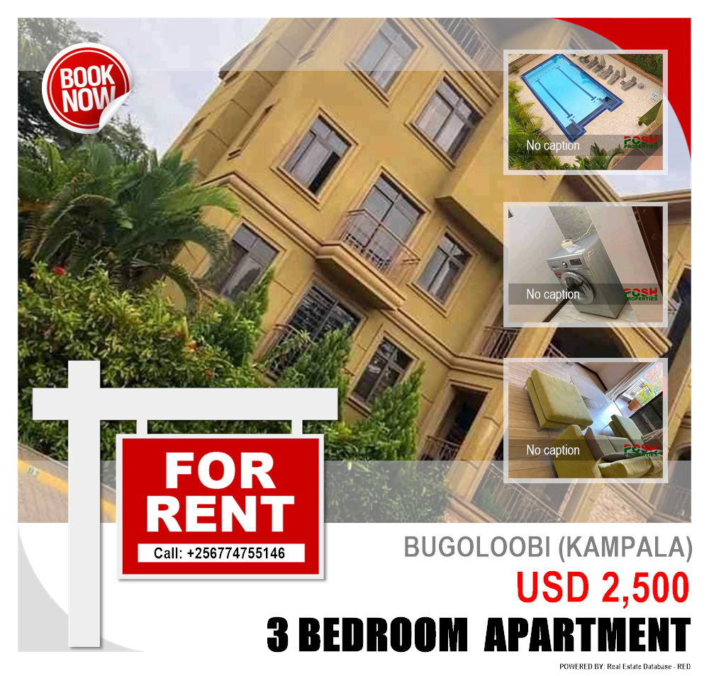 3 bedroom Apartment  for rent in Bugoloobi Kampala Uganda, code: 208795