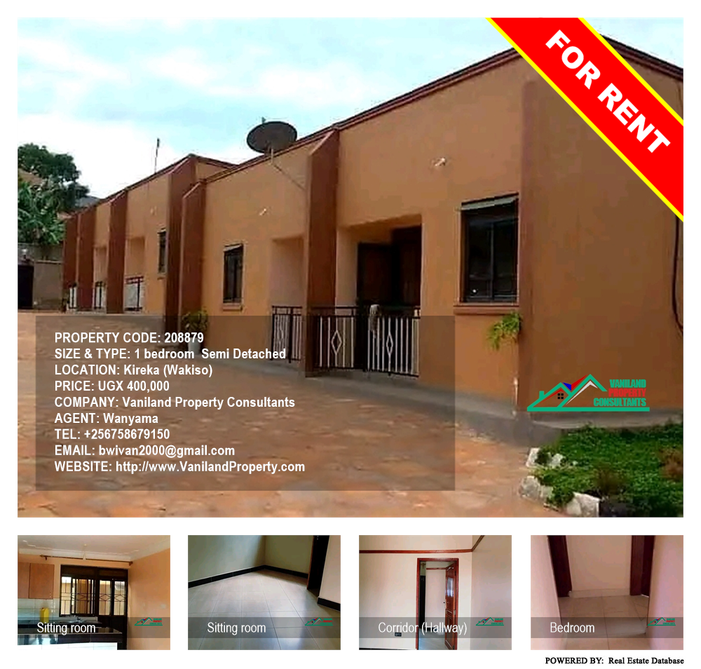 1 bedroom Semi Detached  for rent in Kireka Wakiso Uganda, code: 208879