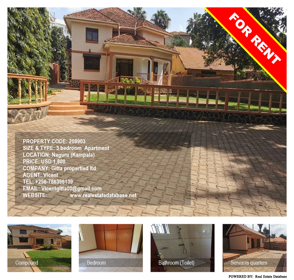 3 bedroom Apartment  for rent in Naguru Kampala Uganda, code: 208903